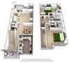 B3 2 bedroom 2.5 bath floor plan B2 2 bedroom 2.5 bath floor plan at The Willows on Rosemeade, TX 75287